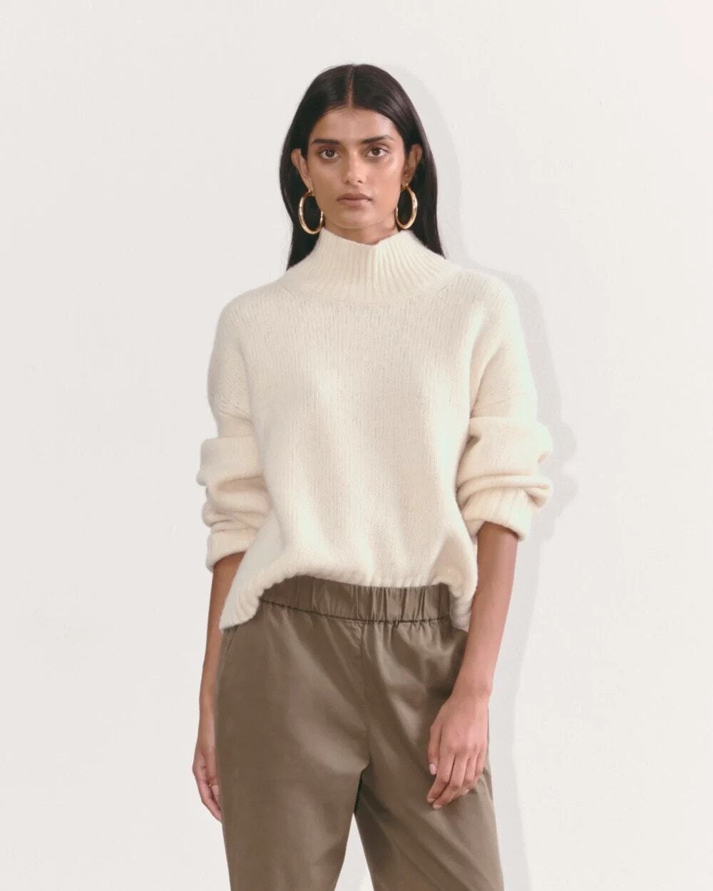 NWT Everlane The Cloud Oversized Wool Blend Turtleneck Sweater Ivory Size Small